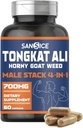 Tongkat Ali Supplement for Vitality- Tongkat Ali Extract med Horny Geat Weed, Oryzanol & Calostrum til mænd, Mand Supplement Horny Geat Weed Kapsler til Hormone, Energi, Styrke (60 Kapsler)