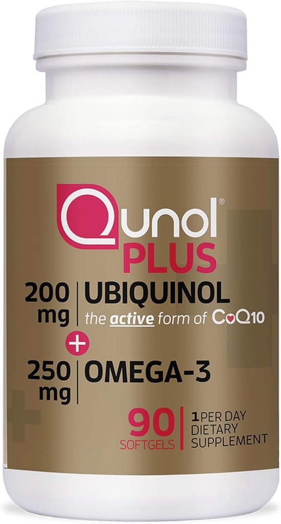 Qunol Plus Ubiquinol Coq10 200mg med Omega 3 250 mg ekstra styrke antioxidant (bovin version), 90 Greve