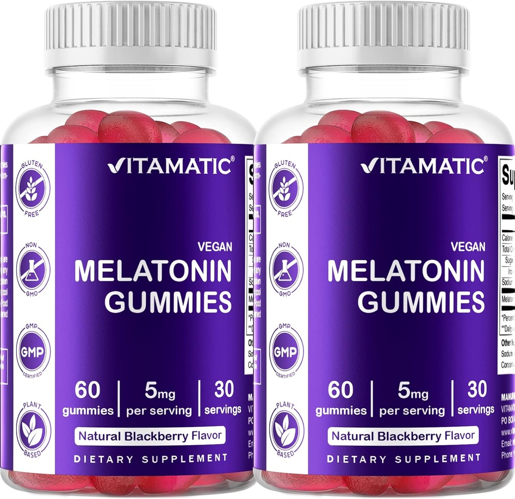 Vitamatisk melatonin Gummies - (2, 5 mg 5 mg & 10 mg Doser) - 60 greve hver - (pakke med 2)