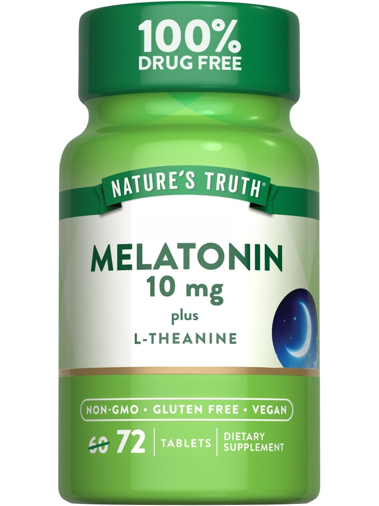 Nature 's Truth Melatonin 10 mg + L- Theanine Name 124; 72 tabletter