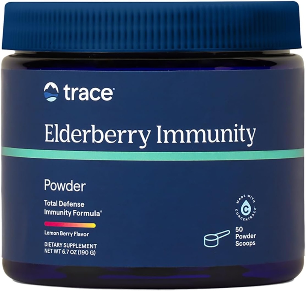 Trace Minerals Elderberry Immunity - Health Support Drink Supplement med Elderberry - Antioxidant supplement til Support Cell Integrity & Heart Health - Lemon Berry, 6.7 oz (50 Servere)