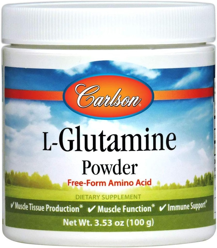 Carlson - L- Glutaminpulver, Free- Form Aminosyre, 3 g, Muscle Tissue Production & Function, Immunsupport, 3,53 oz (100 g)