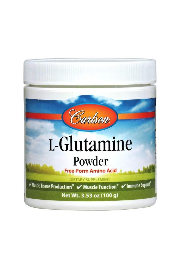 Carlson - L- Glutaminpulver, Free- Form Aminosyre, 3 g, Muscle Tissue Production & Function, Immunsupport, 3,53 oz (100 g)