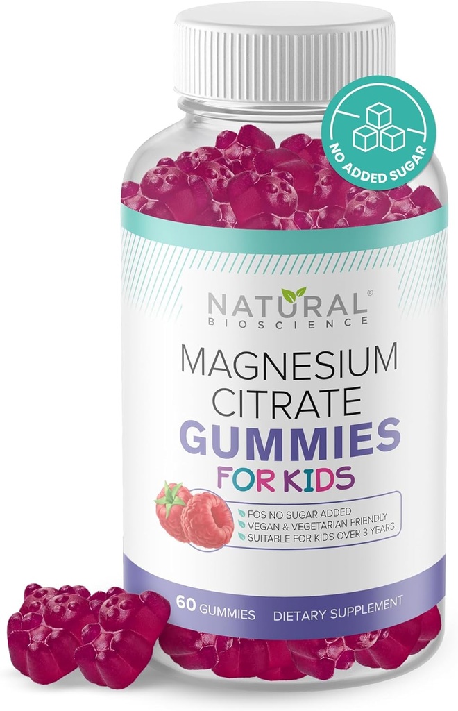 Calm Kids Magnesium Citrate Gummies - Sleep Support, Chewable Magnesium Kids Supplement 100mg, Stress Relief, Knoglesundhed, Muskel Afslapning, Non- GMO Gluten- Free, Natural Flavor 60 Vegansk Gummies