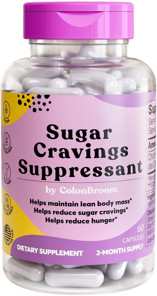 ColonBroom Chrom Picolinate 200mcg - Colon Broom Anti Sugar Craving Suppressant - 60 kapsler, Vegan, Gluten Free, Non- GMO