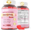 Myo- Inositol & D- Chiro Inositol Gummies Sugar Free, Ideal 40: 1 Ratio Inositol Supplement for kvinder w / Vegan Omega-3, D3, Magnesium, Methyl Folate, B12, Inositol Multivitamin for kvinders samlede sundhed