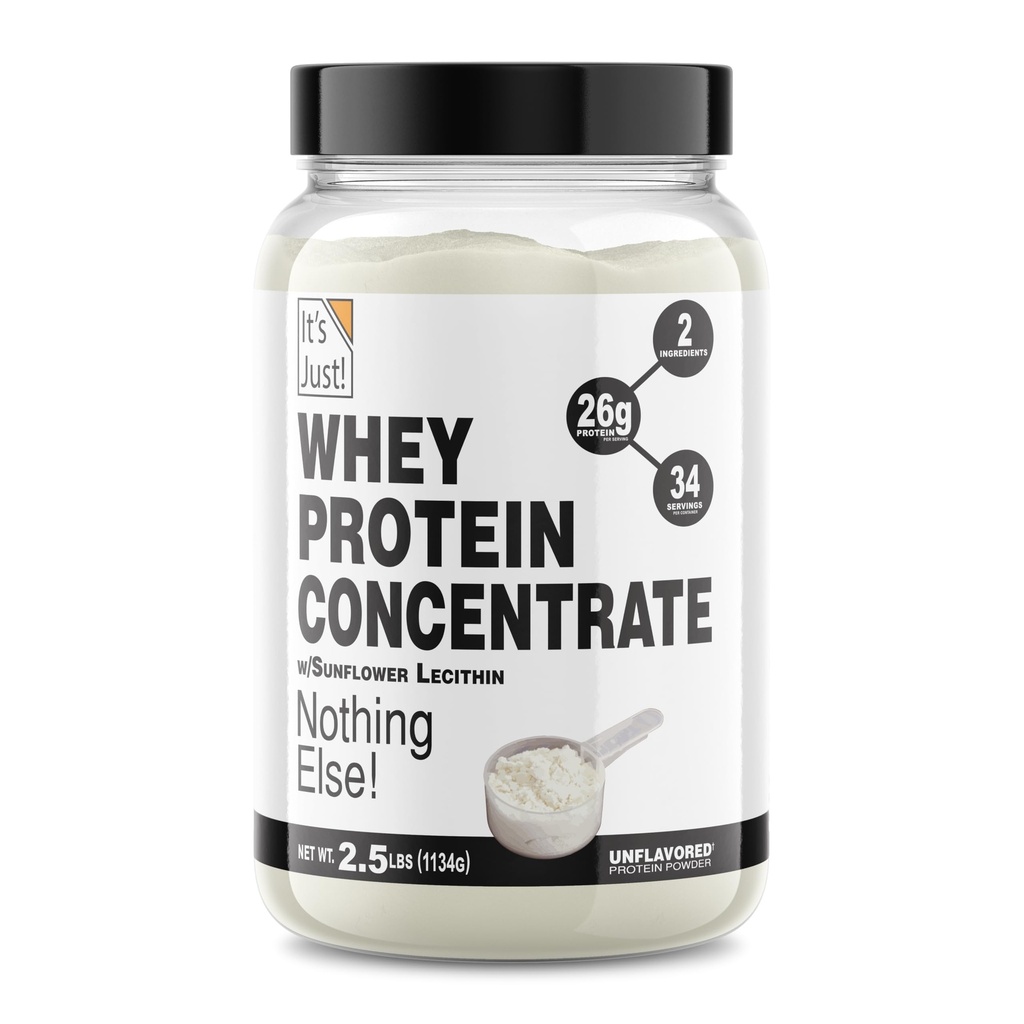 Det er bare! - 100% Whey Protein Koncentrat, Lavet i USA, Premium WPC- 80, Ingen tilsat smagsstoffer eller kunstige sødestoffer (2,5 Pound, Unflavored)
