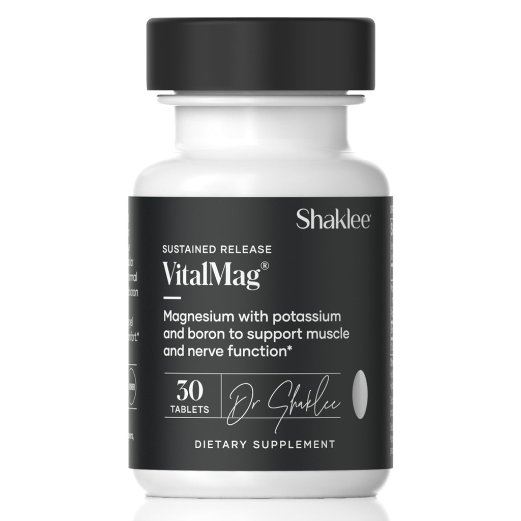 Shaklee - Vedvarende udgivelse VitalMag - Magnesium supplement til nerve, muskel og hjerte sundhed - Kalium & Boron Blend - Understøtter hjerte-kar-sundhed - Easy fordøjelse - 30 tabletter