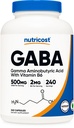 Nutricost GABA (Gamma Aminosmørsyre) + vitamin B6, 500 mg per servering, 240 kapsler