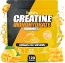 Aromatiseret kreatin monohydrat Gummies Sukker Gratis, Pre Workout Kosttilskud kreatin Gummies for mænd & kvinder, Gym Kosttilskud, Understøtter Muskel vækst, Inddrivelse, Styrke, Energi Boost Budding 120 Greve-Mango