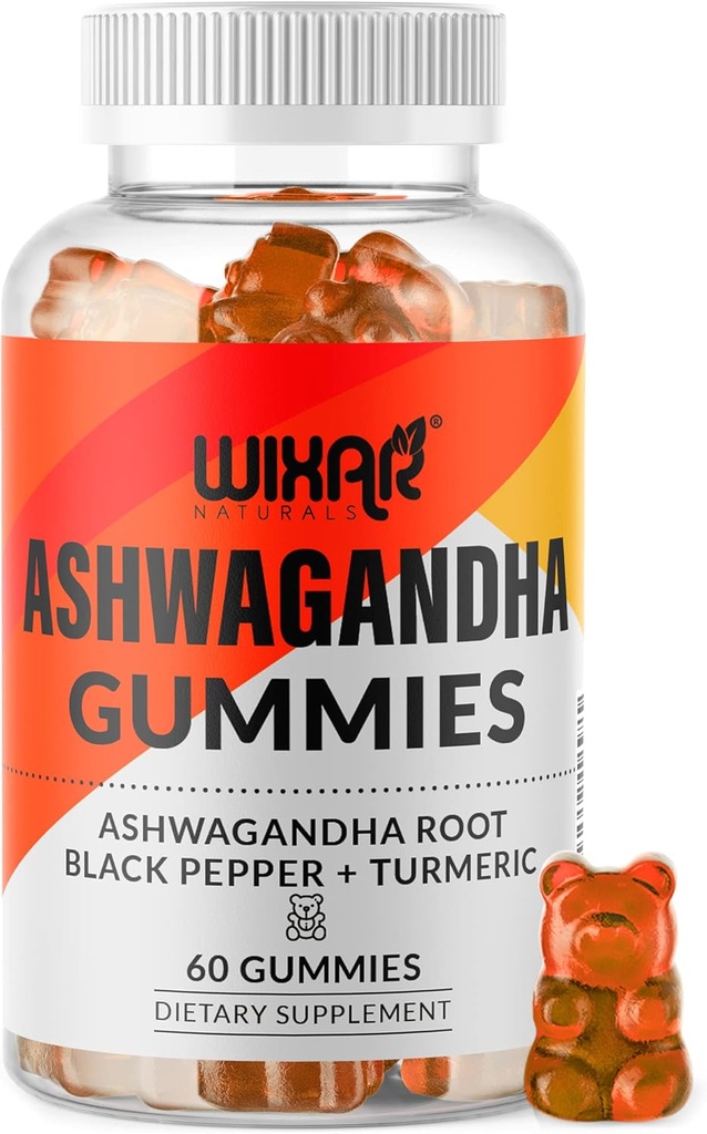 Ashwagandha Gummies med gurkemeje og sort peber ekstrakt - Urtemuskel tillæg - 60 Gummies