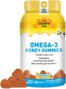 Country Life Omega-3 Honey Gummies - Kardiovaskulær & Brain Health Support - non-GMO, Certified Gluten Free - naturligt sødet - 60 Gummies