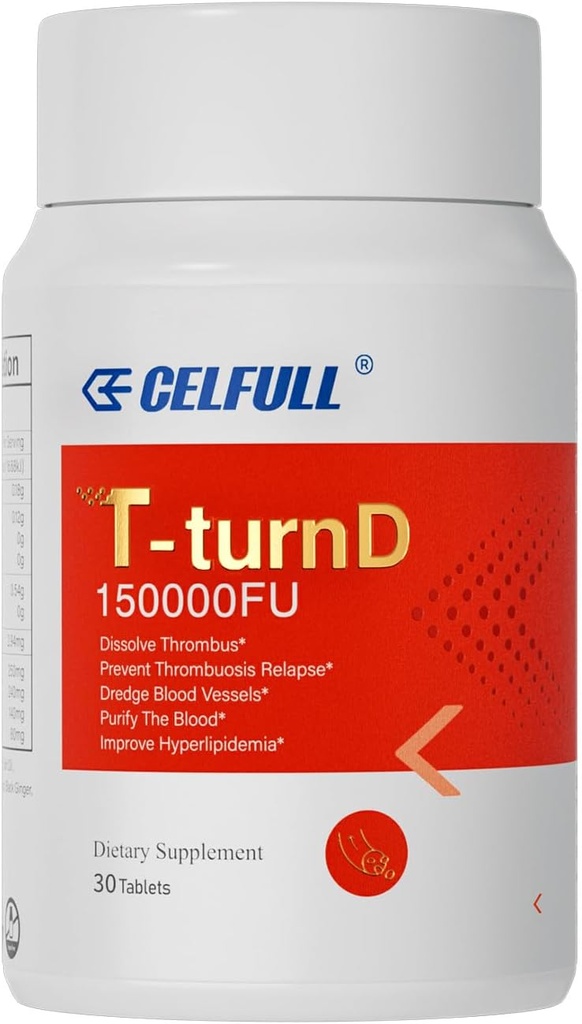 CELFULL Nattokinase Supplement 5.000 FU Per Servering, Non- GMO, Indeholder Fish Oil Powder, rød gær ris ekstrakt, beta glucan