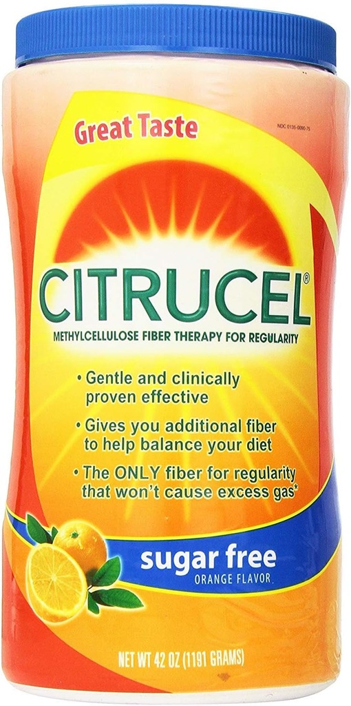 Citrucel Methylcellulose Fiber terapi for regelmæssighed med SmartFiber Sugar Free / Orange Flavor 42Oz (1191g), pakke med 2