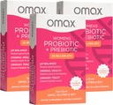 Omax3 Womens Probiotic + Prebiotic, Cranberry & Chicory Root, 20 Millioner CFU, 6 Clinically Proven Strops, Vaginal pH, UTI, Bloating, (Packaging May Vary)