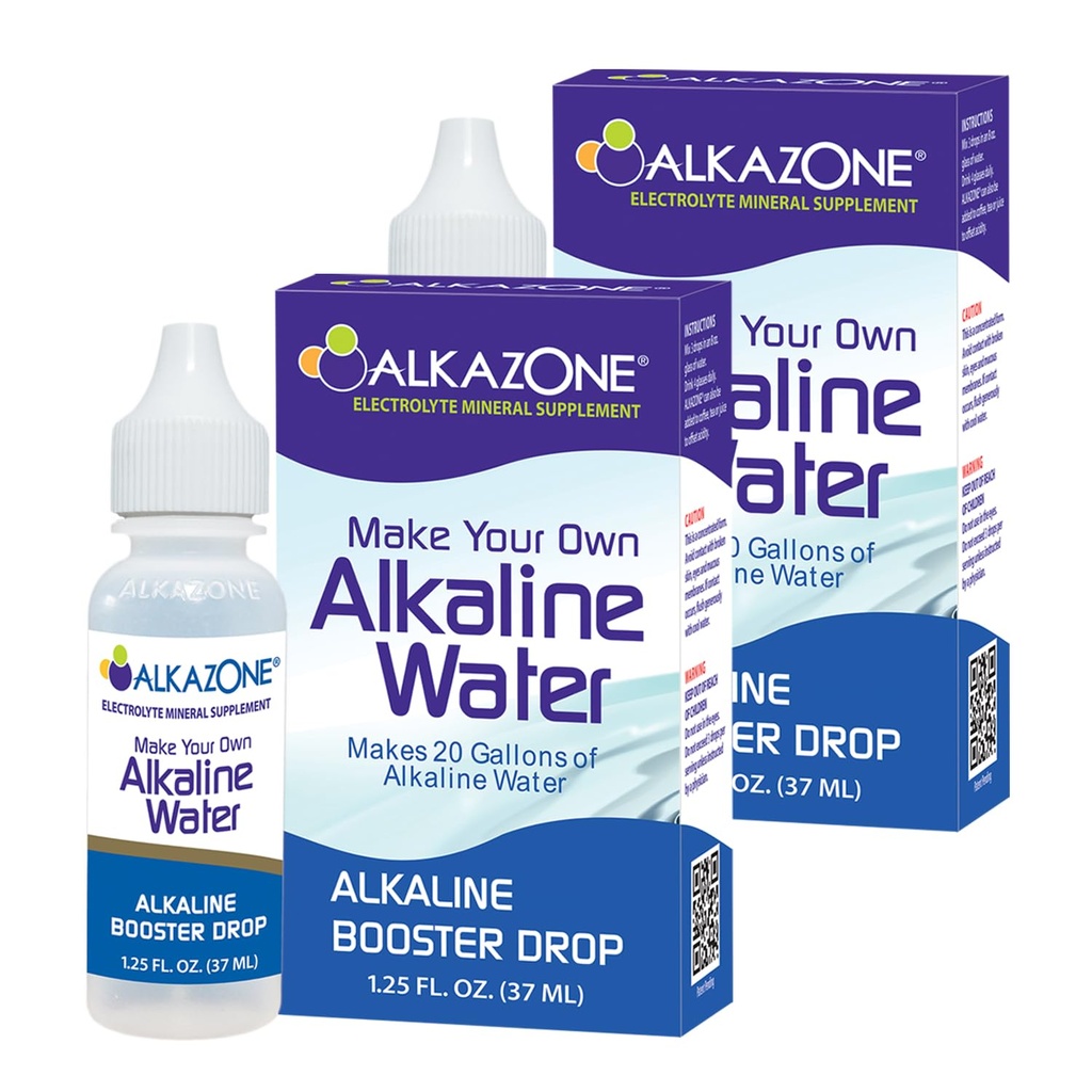 ALKAZONE Gør din egen alkaline vand - Alkaline Booster Drop 1,25 oz (2 pakker)