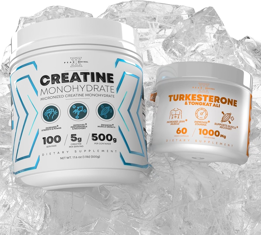 Performance Mikroniseret Creatin Monohydrat Powder Supplement + Turkesterone Gluten Free, Non- GMO, Vegan