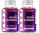Vitamatisk biotin gummies 10.000 mcg for stærkere hår, hud & negle - 60 Vegansk gummies - også kaldet vitamin B7 (2 flasker)