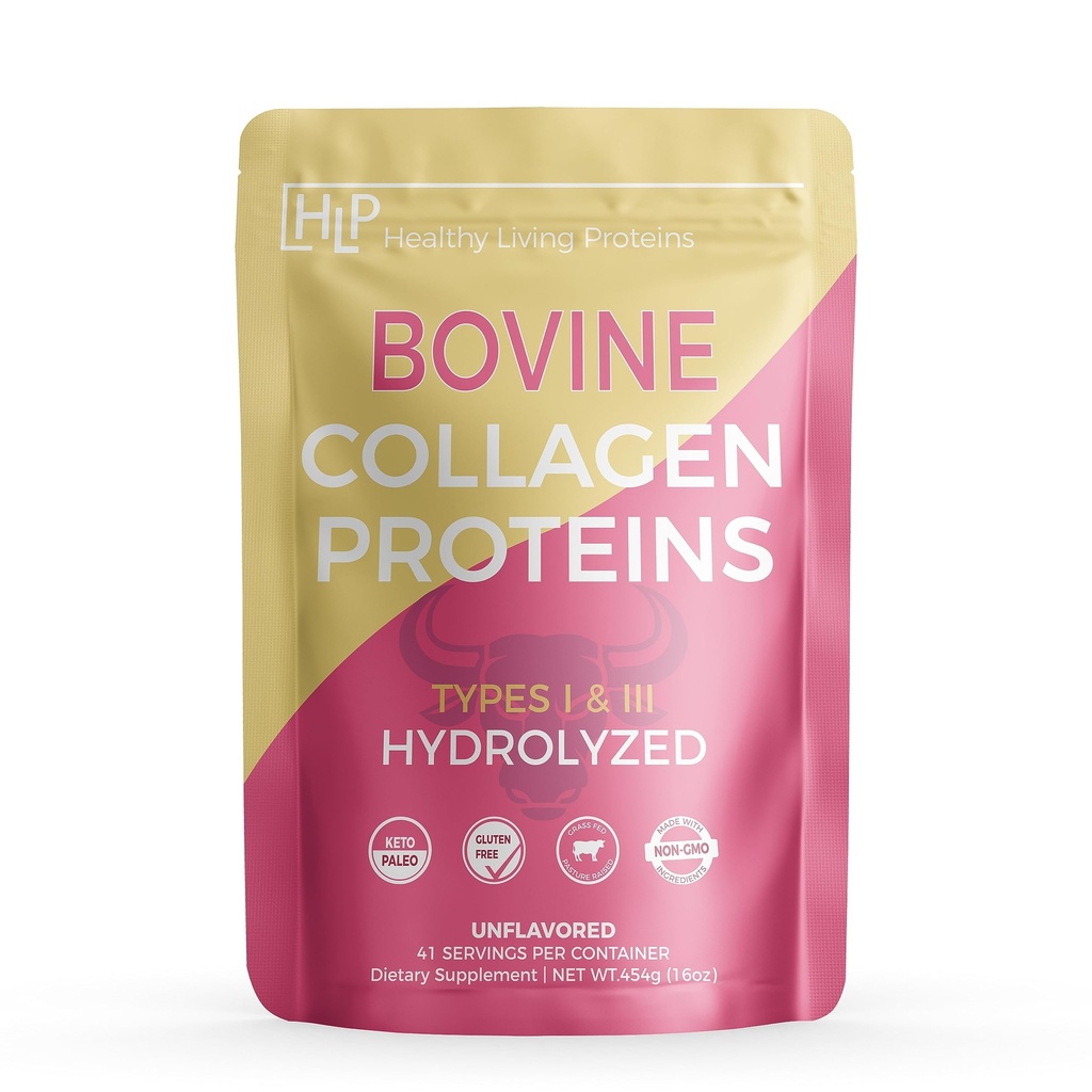 Sund Living Proteins - Hydrolysed Bovin - Protein Collagen Type 1 & 3 Uflavored - Collagen Powder - Græs Fed, Pastained - Bovin Peptider - Keto & Paleo - Gluten Free (Uflavored 16 oz)