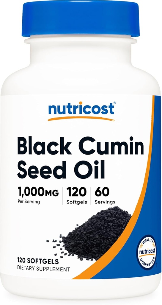 Nutricost Black Seed Oil (Cumin) - Cold Pressed, Kilde til Omega 3 6 9-120 Softgels, 1000mg Per Servering, 60 Servering - Non- GMO og Gluten Free