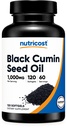 Nutricost Black Seed Oil (Cumin) - Cold Pressed, Kilde til Omega 3 6 9-120 Softgels, 1000mg Per Servering, 60 Servering - Non- GMO og Gluten Free
