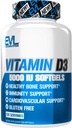 Evlution Nutrition Vitamin D3, 5000 IU High Potency, Bone and Joint Support Immune System Health, Non-GMO and Gluten-Free, Value Size (120 Servings)