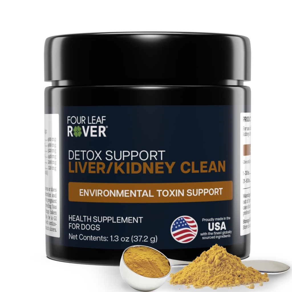 Four Leaf Rover Hund Lever Support - med økologisk mælk tidsel & svampe - med Nyre Support - Detox & Rense - Veterinarian Formuleret