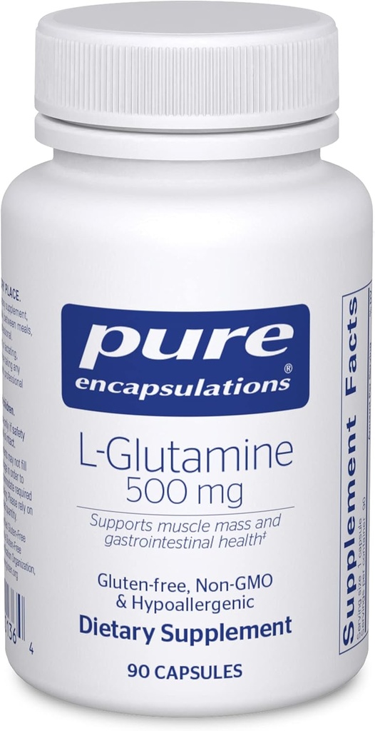 Ren indkapsling L- Glutamin 500 mg - supplement til immun- og fordøjelsesstøtte, Gut Health and Lining, Metabolisme og Muskelstøtte * - med Free- Form L- Glutamin - 90 kapsler