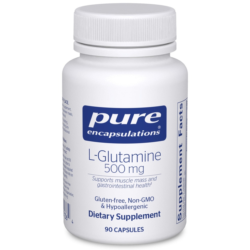 Ren indkapsling L- Glutamin 500 mg - supplement til immun- og fordøjelsesstøtte, Gut Health and Lining, Metabolisme og Muskelstøtte * - med Free- Form L- Glutamin - 90 kapsler