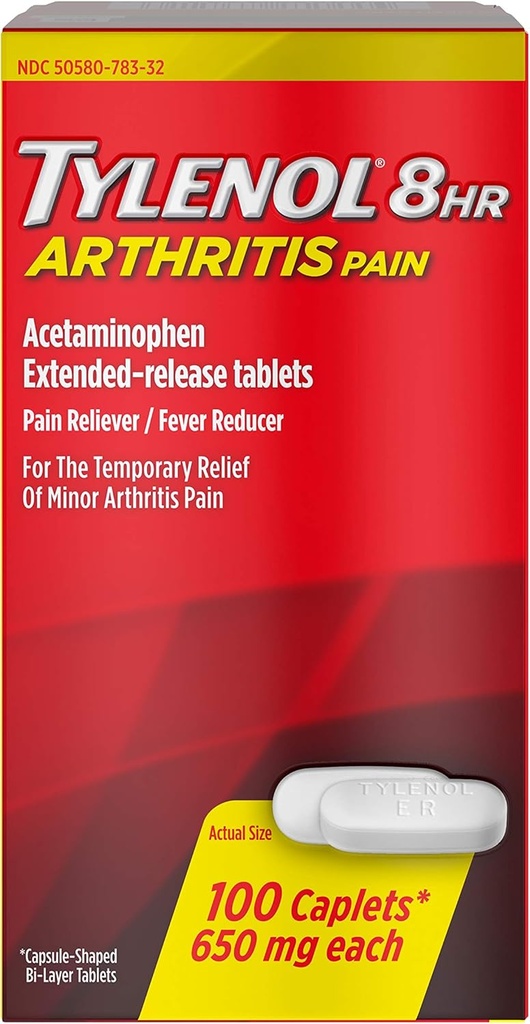 Tylenol 8 HR Arthritis Pain Caplets, 650mg - 100 ct, pakning med 4 stk.