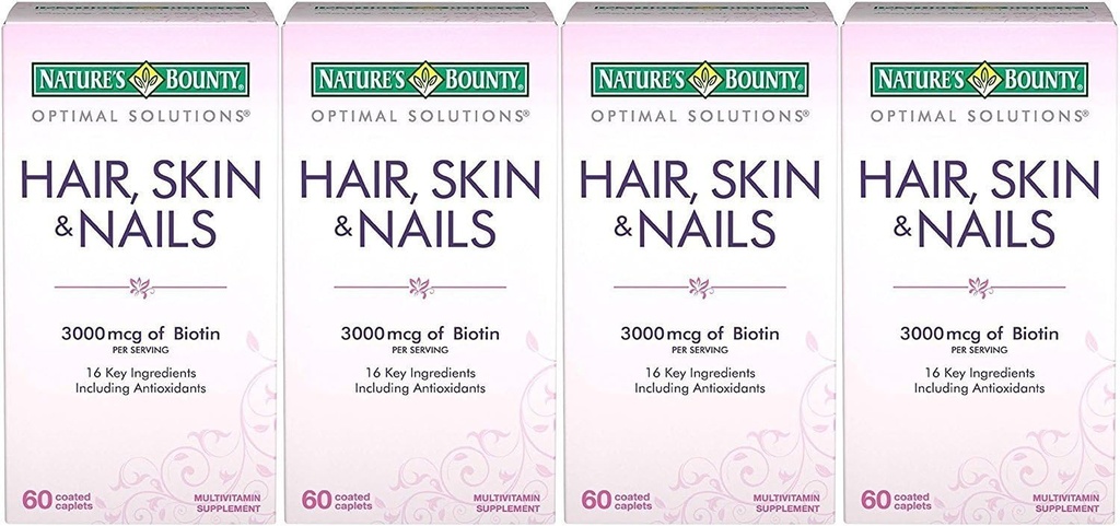 Nature 's Bounty Hår, Hud og negle kapsler 60 ea (pakke med 4)