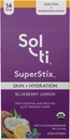 Sol- ti Organic Electrolyte Skin + Hydration Drink Mix, Superfood Hydration Sticks, SuperStix, Non- GMO, Vegan, Blåbær Lemon, 14 Single-Serving Sticks