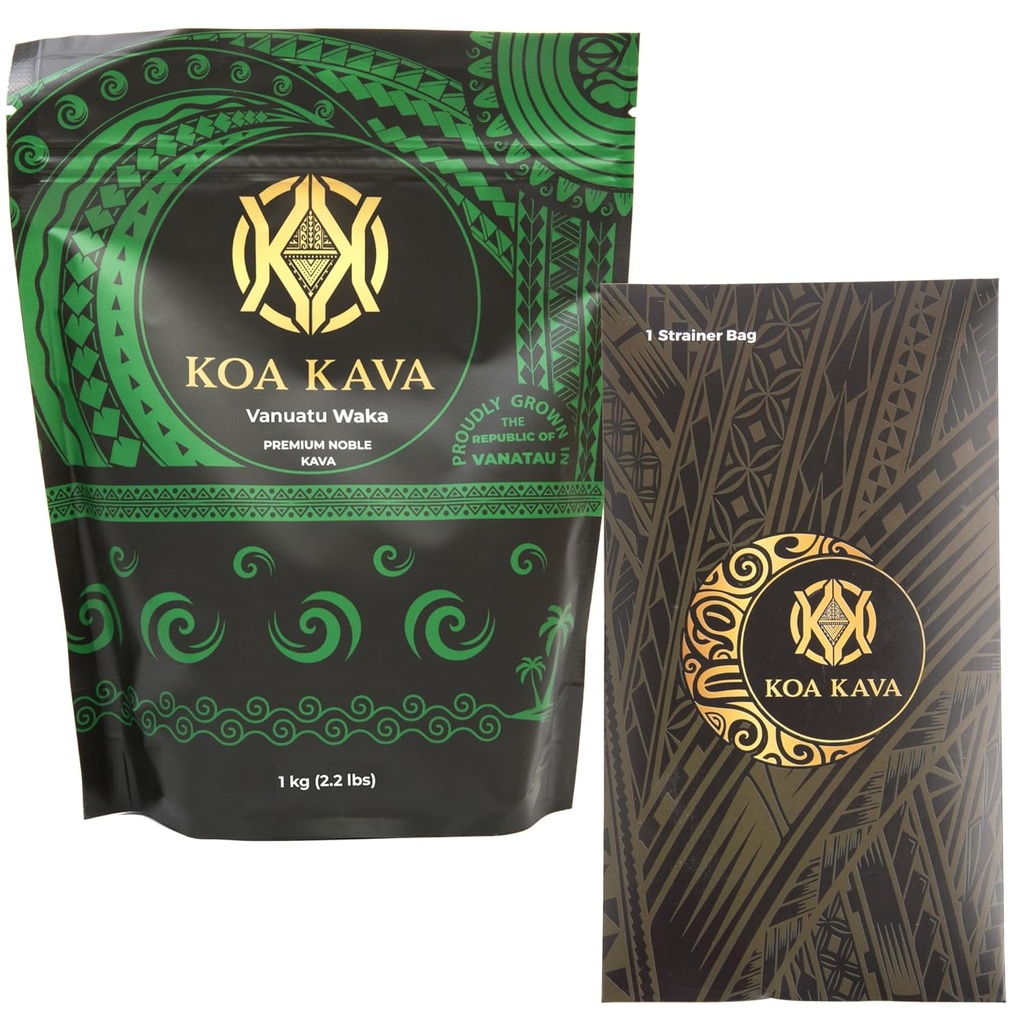 1 Kilo (2,2 pounds) Vanuatu Waka Kava med en Løbegang Strainer