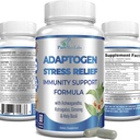 Adaptogen Stress Relief immunstøtte Formel - Adaptogen Adrenal Support med Ashwagandha, Astragalus, Ginseng, Holy Basil, Rhodiola, Amla, Maca, Schisandra, Non- GMO - 60 Kapsler