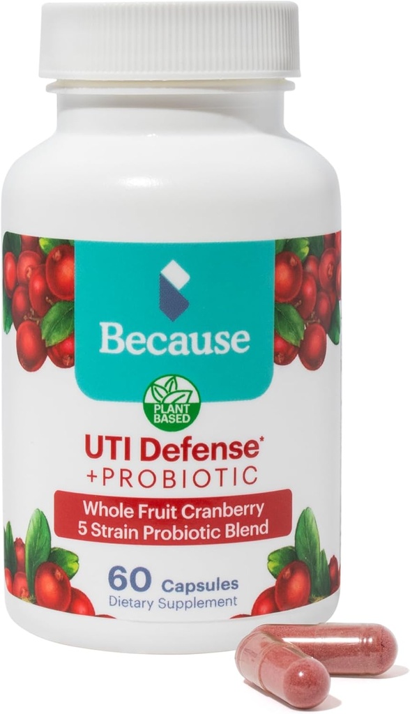 Fordi Probiotika Cranberry UTI Defense Kapsler til kvinder (60 Kapsler, 1 flaske)