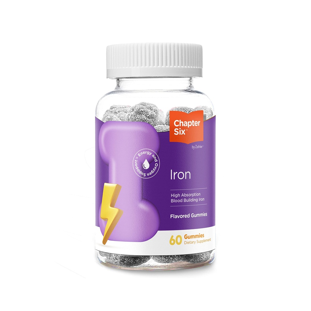 Zahler Chapter Six Iron Gummies, Iron Supplement med C-vitamin for voksne, Kosher, 60 Smagsfyldte Gummies (10MG)