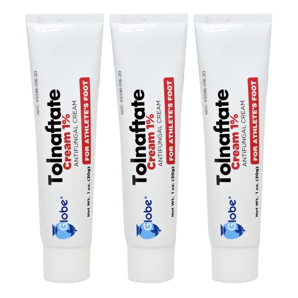 Globe Tolnaftate 1%, 1 Oz Antifungal Treatment, Proven Clinically Effective on Most Atlete 's Foot and Ringworm (3 Pack)