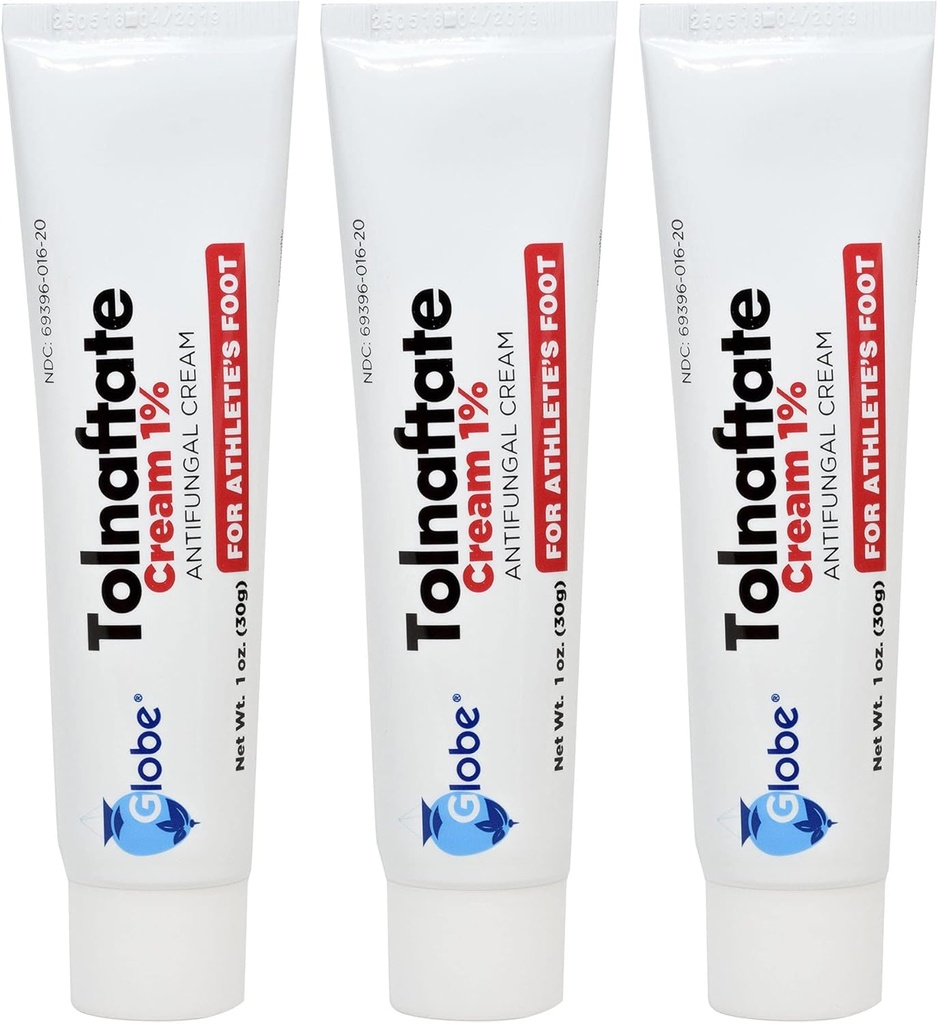 Globe Tolnaftate 1%, 1 Oz Antifungal Treatment, Proven Clinically Effective on Most Atlete 's Foot and Ringworm (3 Pack)