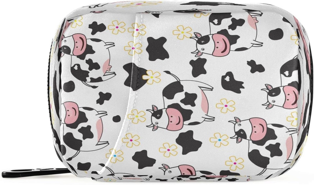 Plaaee Weekly Pill Organizer sag 7 Dag Cute Cow Flower Portable Pill Box Bag Medicin Organizer Pill Container med lynlås til rejse Familie Business Camping
