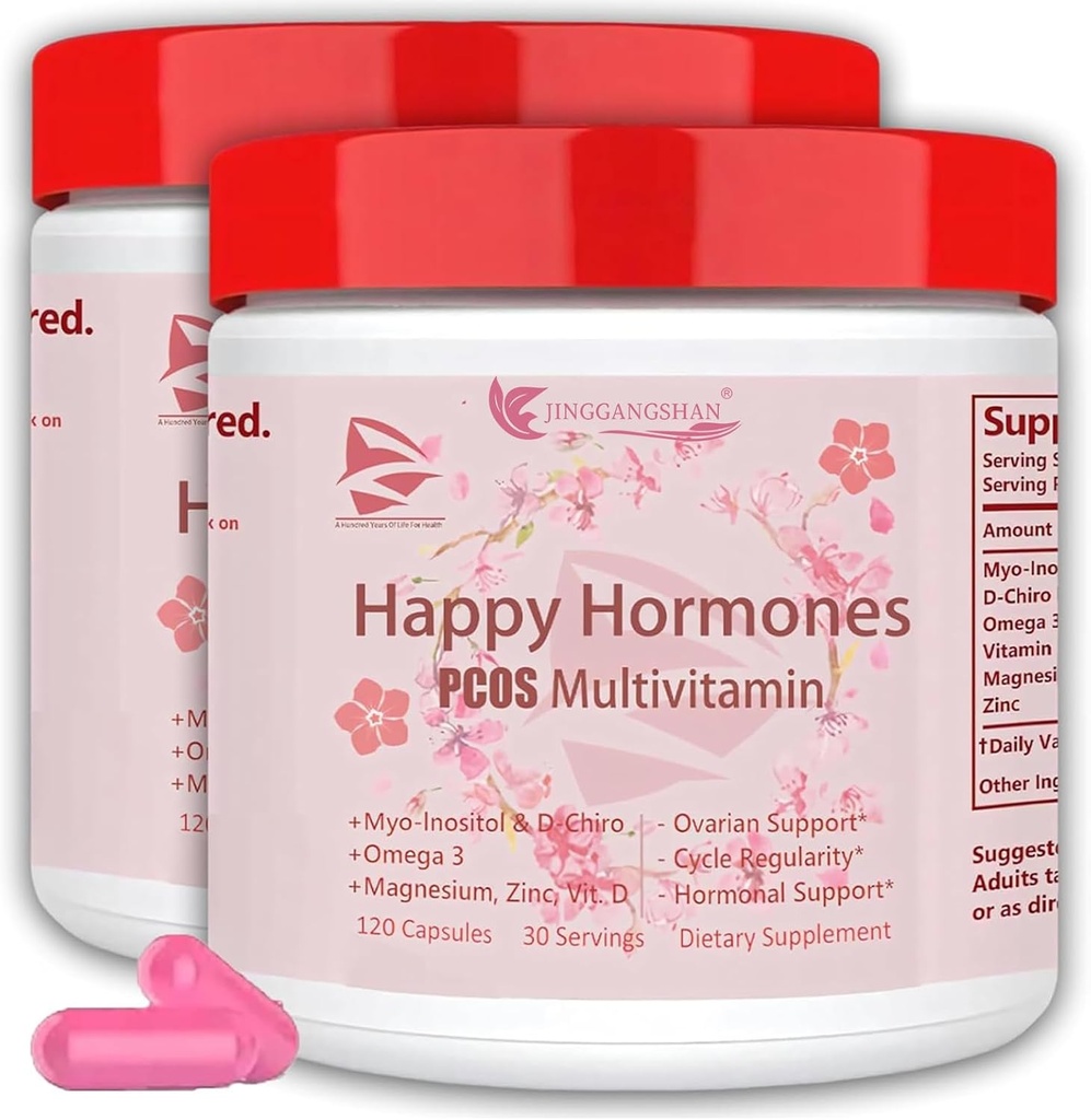 Ny opgradering PCOS Multivitamin, 2024 Multivitamin, Hormon Balance for Women- Cycle Support-Menopause og Mood Support PMS Support for Women (240 kapsler (pakke med 2))