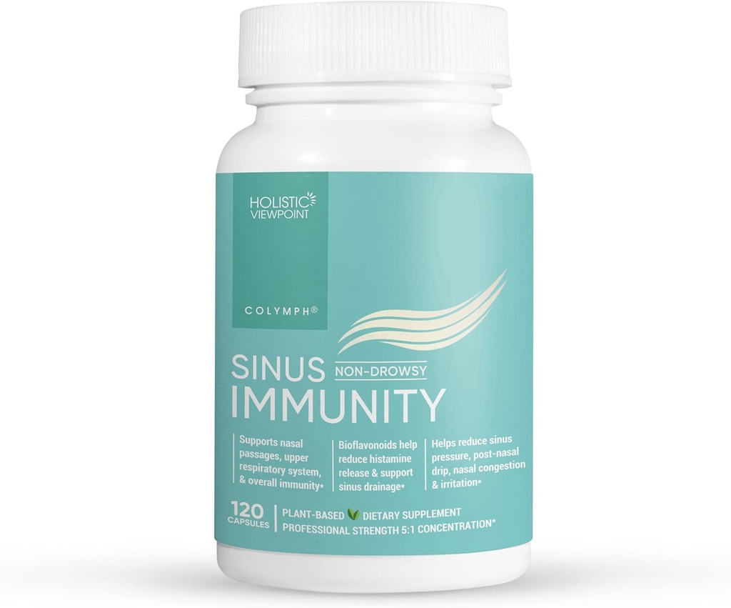 CoLymph ® Sinus Immunitet: Urtetilskud med Quercetin, Bromelain, Berberine, Nettle, Natural Support for Sinus Congestion, Pressure & Irritation, Seasonal Nasal & Immunation Care, 120 Veganske kapsler