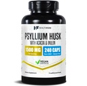 Healthfare Psyllium Husk Fiber 1500mg • 124; 240 Vegankapsler • 124; Ekstra styrke • Fiber Supplement • 124; Understøtter fordøjelse • 124; Non- GMO - Gluten- Free • 124; Fremstillet i USA