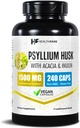 Healthfare Psyllium Husk Fiber 1500mg • 124; 240 Vegankapsler • 124; Ekstra styrke • Fiber Supplement • 124; Understøtter fordøjelse • 124; Non- GMO - Gluten- Free • 124; Fremstillet i USA