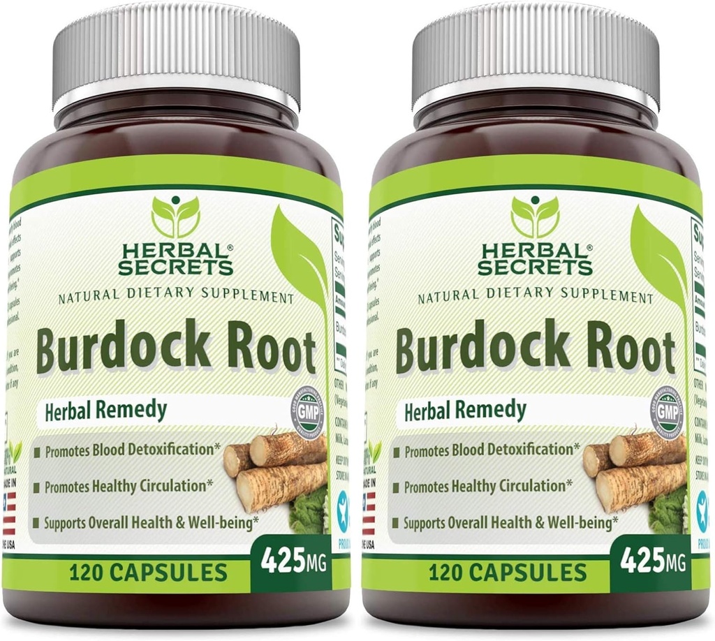 Urtehemmeligheder Burdock Root 425 mg kapsler (non-GMO) (120 Greve - pakke med 2)