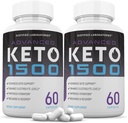 Justified Laboratories (2 Pack Advanced Keto 1500 Keto Pills 1275MG Ny & Forbedret formel Indeholder Apple Cider Vinagra Extra Virgin Olivenolie Powder Green Tea Leaf 120 Kapsler
