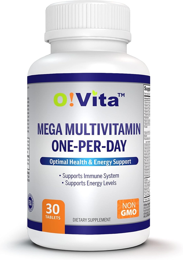 Mega Multivitamin One- per- Day, understøtter immunsystem, grundlæggende sundhed, fuld spektrum af vitaminer og mineraler, og meget mere... 30 - Day Supply (30 non-GMO tabletter)