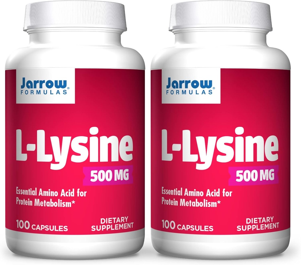 Jarrow Formulas L- Lysin, assists in Protein Metabolisme, 500 Mg, 100 Count (pakke med 2)