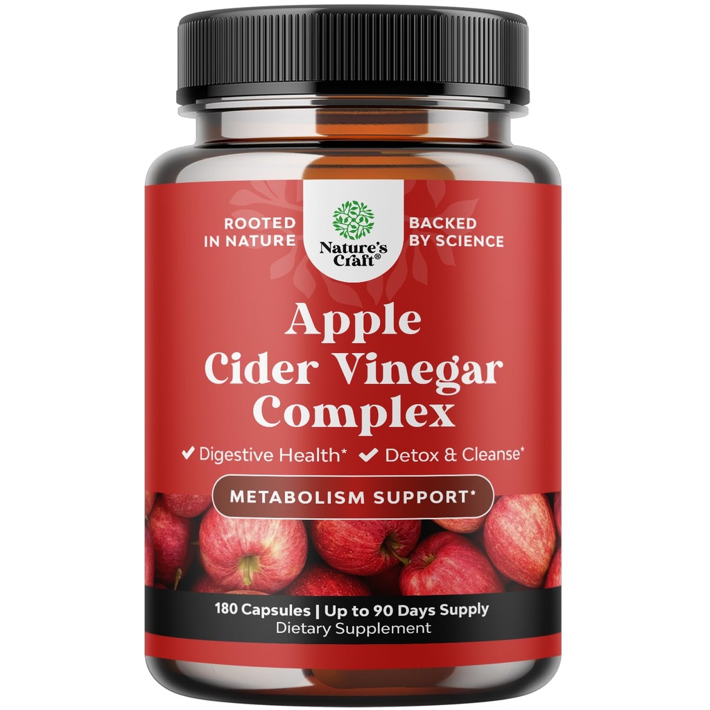 Rensning Apple Cider Vincipe Kapsler - ACV Deep Cleanse og Detox piller til Gut og fordøjelsessygdomme med Slimming Cayenne - Ekstra styrke ACV til Hunger Gut Cleanse og fuld krop Detox 180 Greve