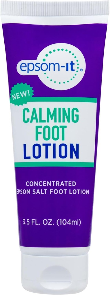 Epsom- Calming Foot Lotion - tematisk Magnesium Cream til trættende fødder & ankler, Epsom Salt Magnesium Sulfate Rub med urea, Smelly Tough Skin & Cracked Heels, Stiffness in Legs, Knees and Feet, 3.5oz