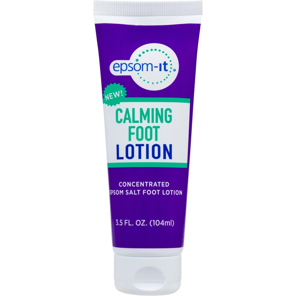 Epsom- Calming Foot Lotion - tematisk Magnesium Cream til trættende fødder & ankler, Epsom Salt Magnesium Sulfate Rub med urea, Smelly Tough Skin & Cracked Heels, Stiffness in Legs, Knees and Feet, 3.5oz